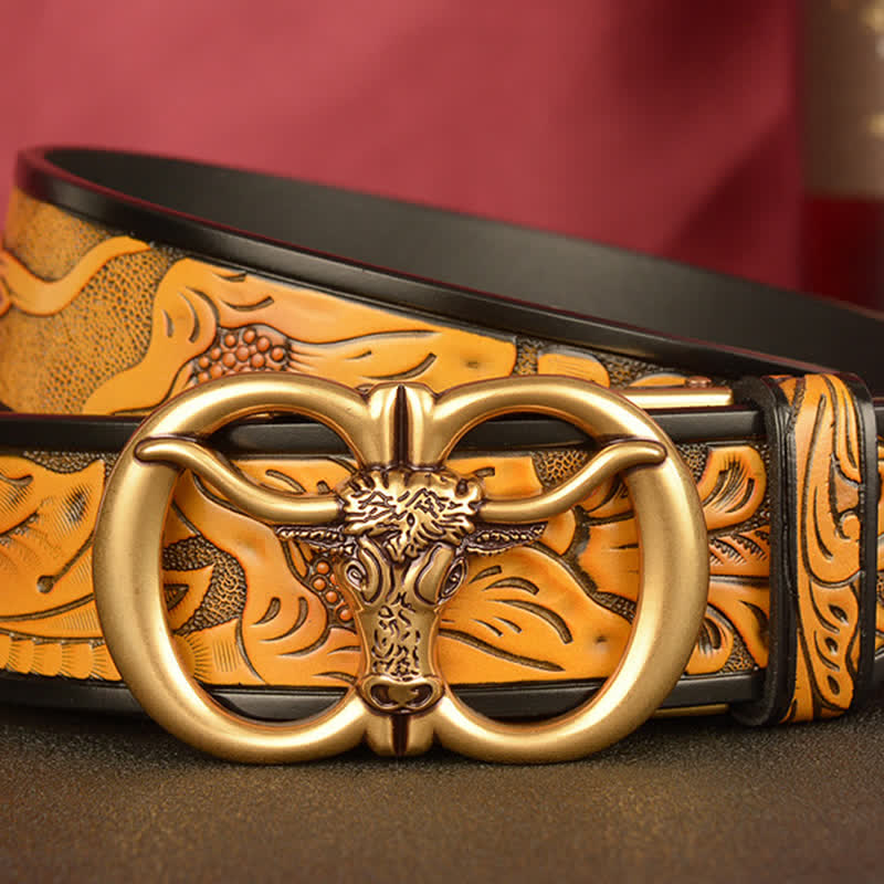 Ceinture en cuir à boucle automatique à double anneau pour homme