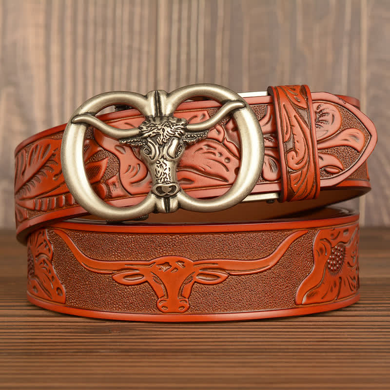 Ceinture en cuir à boucle automatique à double anneau pour homme