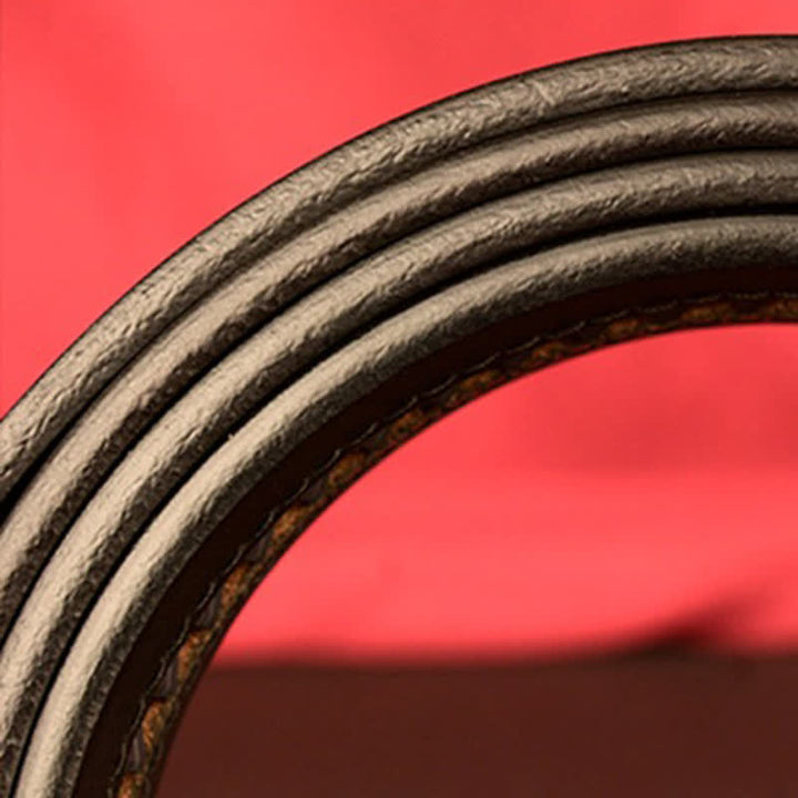 Ceinture en cuir à boucle automatique à double anneau pour homme