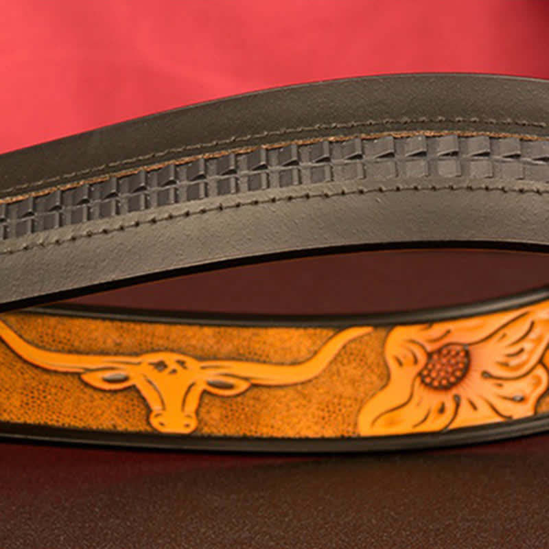 Ceinture en cuir à boucle automatique à double anneau pour homme