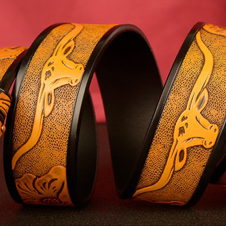 Ceinture en cuir à boucle automatique à double anneau pour homme