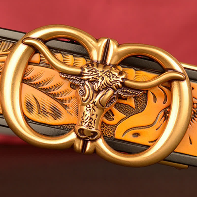 Ceinture en cuir à boucle automatique à double anneau pour homme