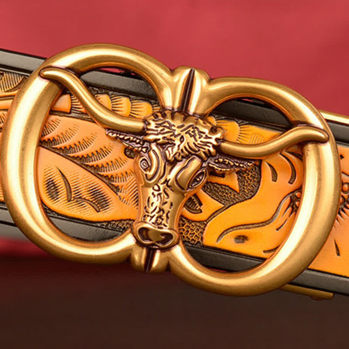 Ceinture en cuir à boucle automatique à double anneau pour homme