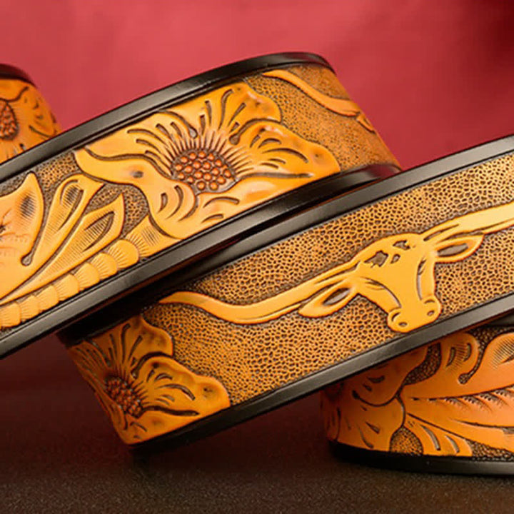 Ceinture en cuir à boucle automatique à double anneau pour homme