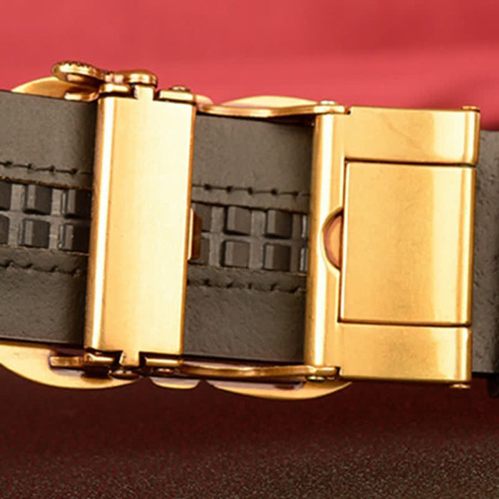 Ceinture en cuir à boucle automatique à double anneau pour homme