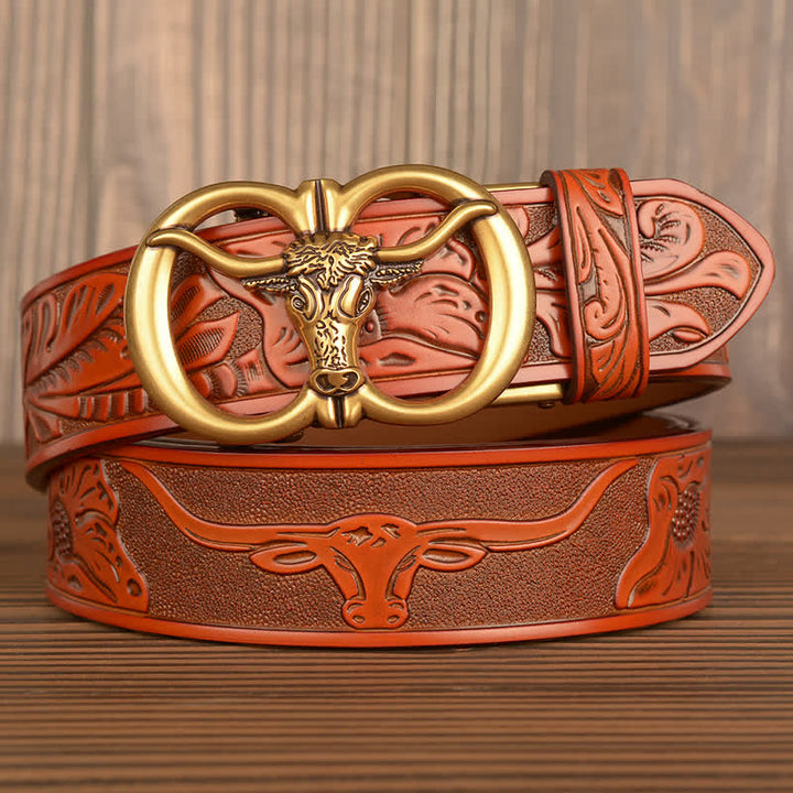 Ceinture en cuir à boucle automatique à double anneau pour homme