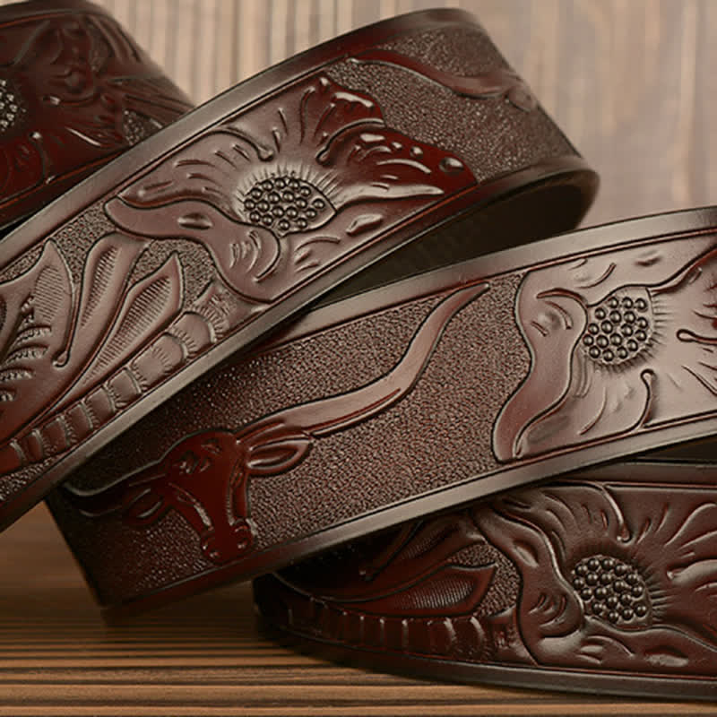 Ceinture en cuir à boucle automatique avec strass brillant pour homme
