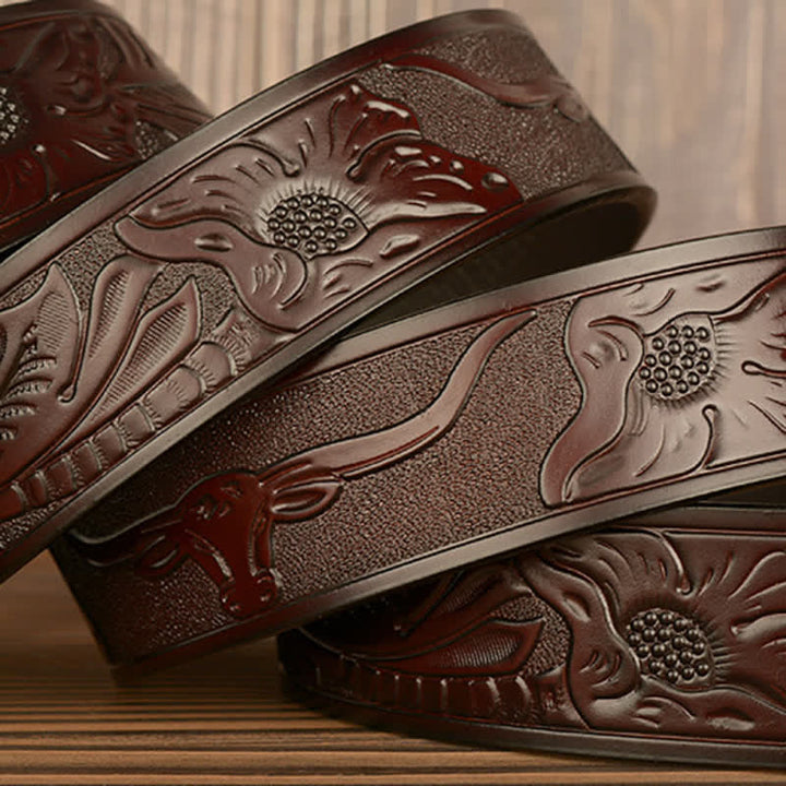 Ceinture en cuir à boucle automatique avec strass brillant pour homme