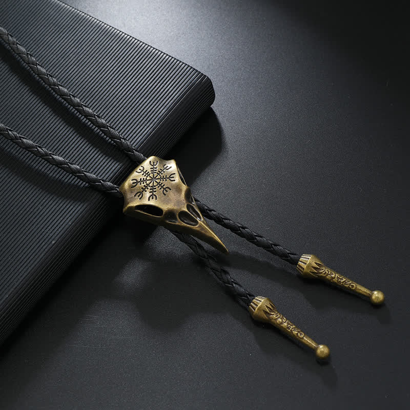 Pendentif crâne d'oiseau à long bec viking Bolo Tie - Bronze antique - image 1