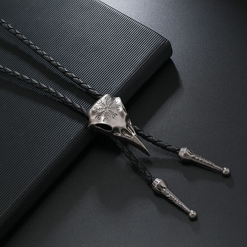 Pendentif crâne d'oiseau à long bec viking Bolo Tie - Argent antique - image 4