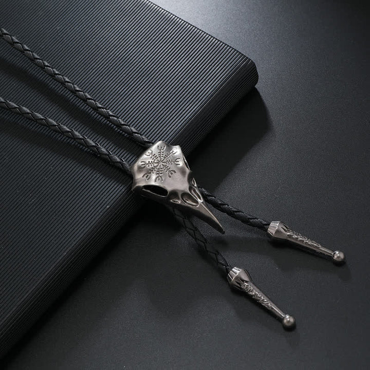 Pendentif crâne d'oiseau à long bec viking Bolo Tie - Argent antique - image 4