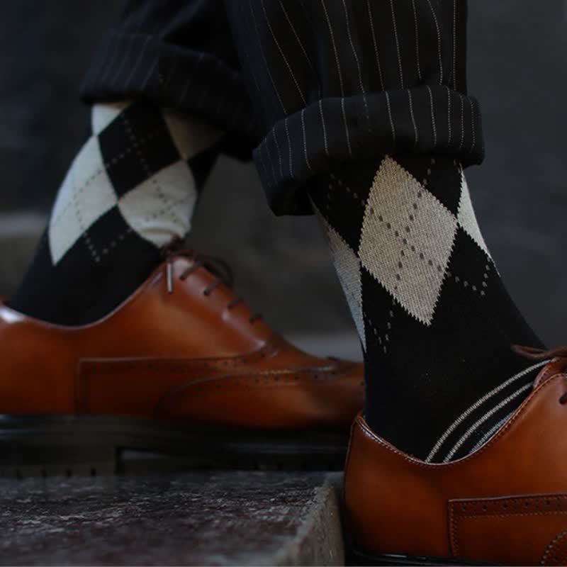 Chaussettes en coton à motif écossais britannique pour hommes