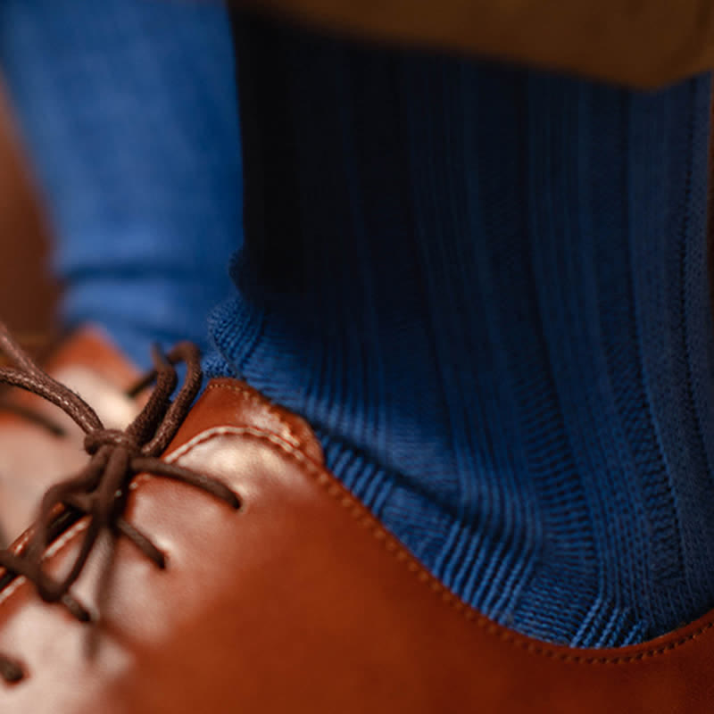 Chaussettes en coton de couleur unie finement imprimées pour hommes