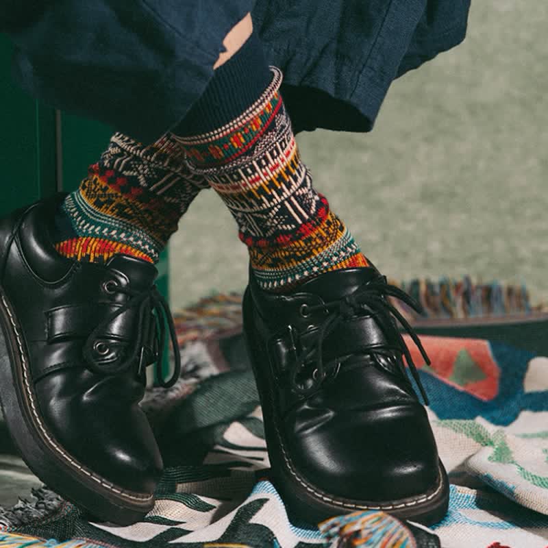 Chaussettes en coton à motif tricoté colorées et audacieuses pour hommes