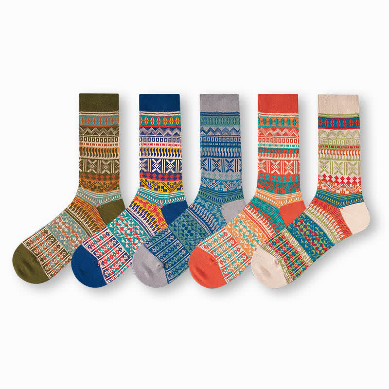 Chaussettes en coton à motif tricoté colorées et audacieuses pour hommes