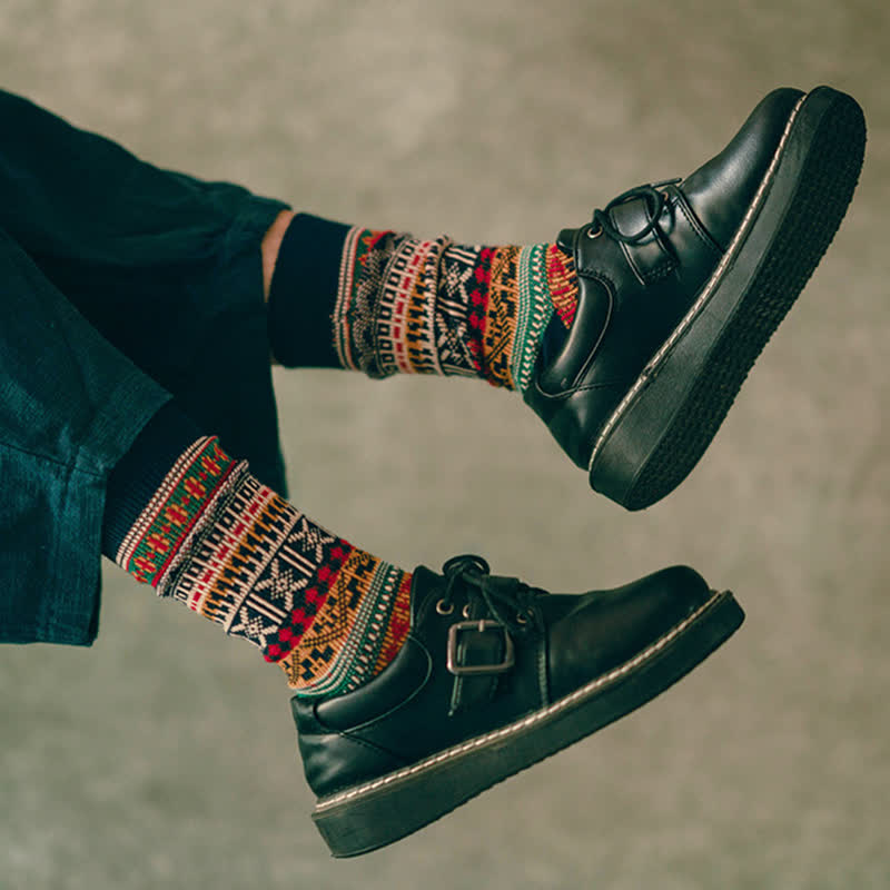 Chaussettes en coton à motif tricoté colorées et audacieuses pour hommes