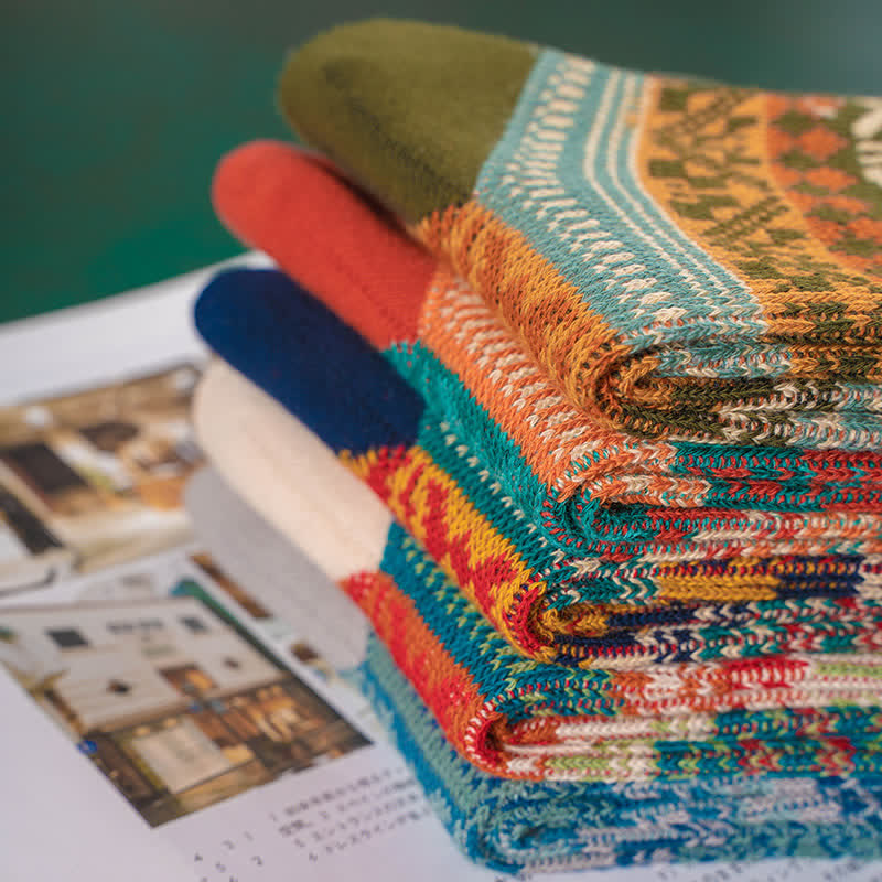 Chaussettes en coton à motif tricoté colorées et audacieuses pour hommes