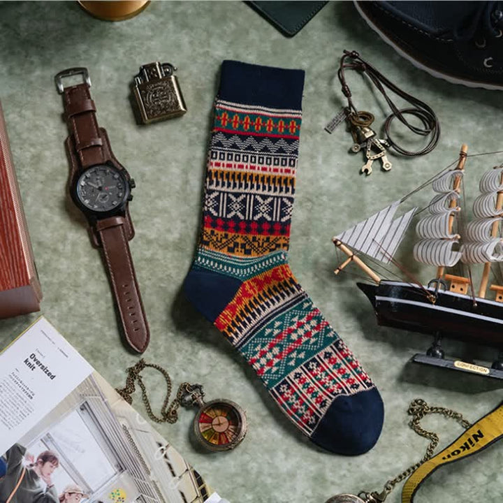 Chaussettes en coton à motif tricoté colorées et audacieuses pour hommes
