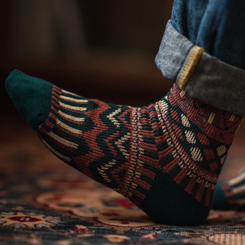 Chaussettes en coton à motifs tribaux colorés