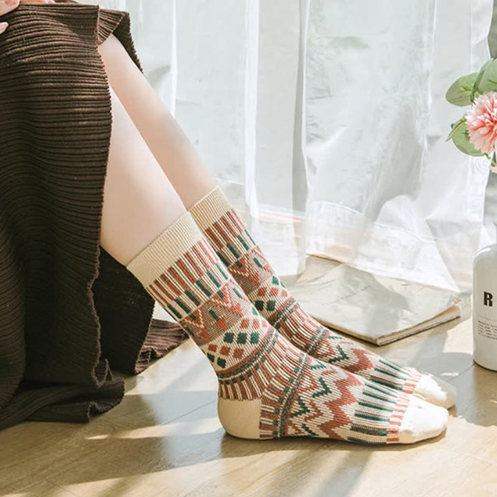 Chaussettes en coton à motifs tribaux colorés