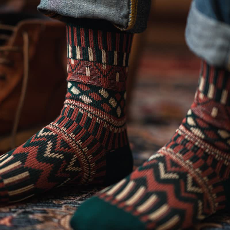 Chaussettes en coton à motifs tribaux colorés