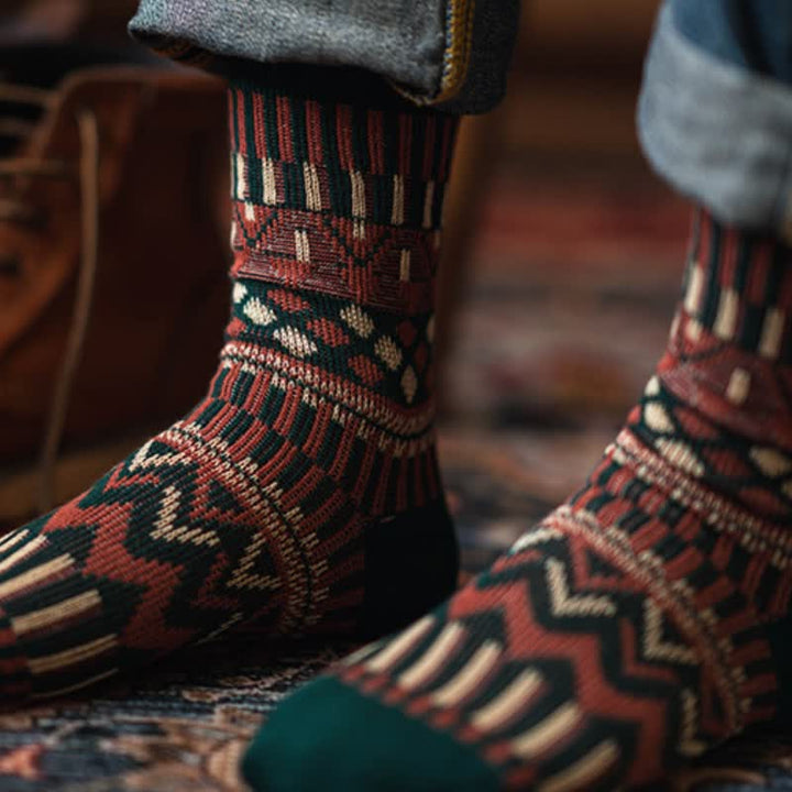 Chaussettes en coton à motifs tribaux colorés