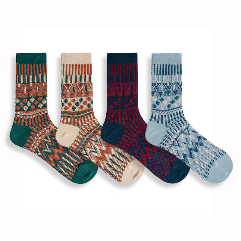 Chaussettes en coton à motifs tribaux colorés