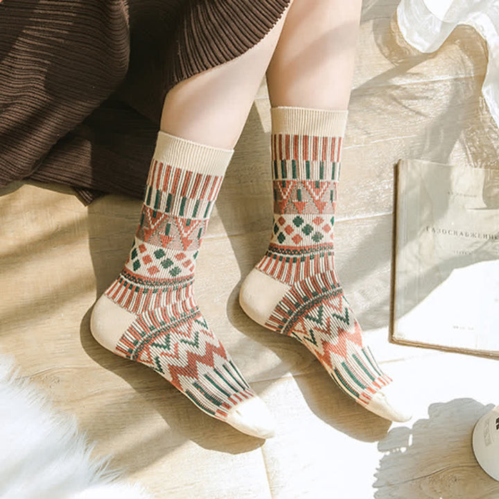 Chaussettes en coton à motifs tribaux colorés