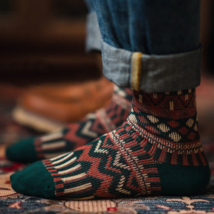 Chaussettes en coton à motifs tribaux colorés