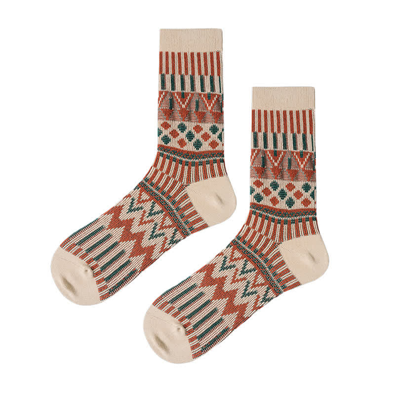 Chaussettes en coton à motifs tribaux colorés