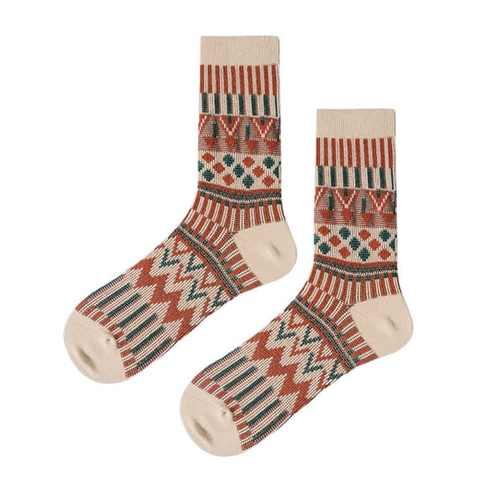 Chaussettes en coton à motifs tribaux colorés