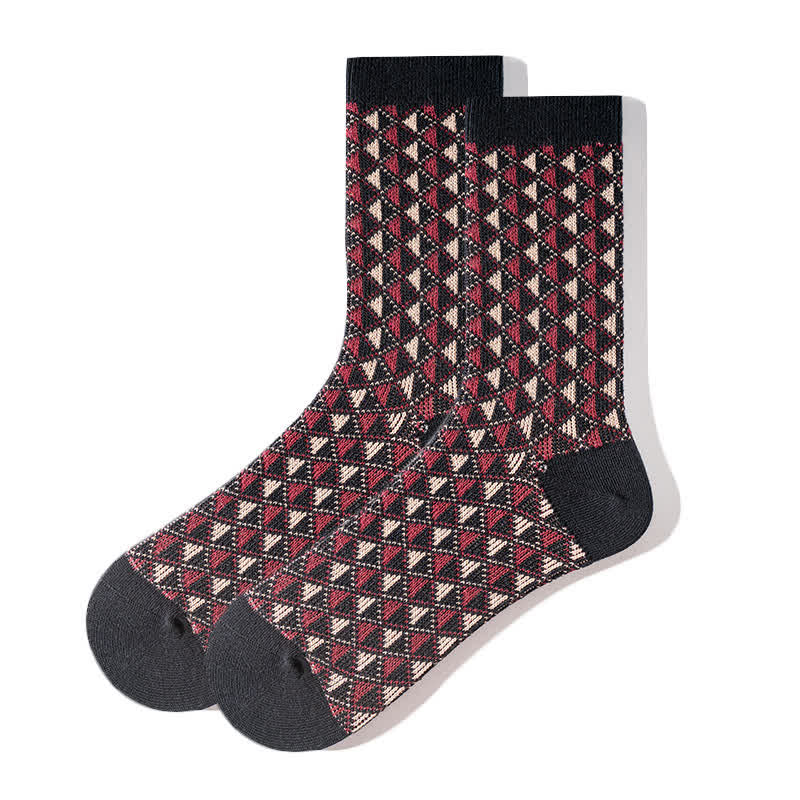 Chaussettes en coton à motifs triangulaires aux couleurs contrastées