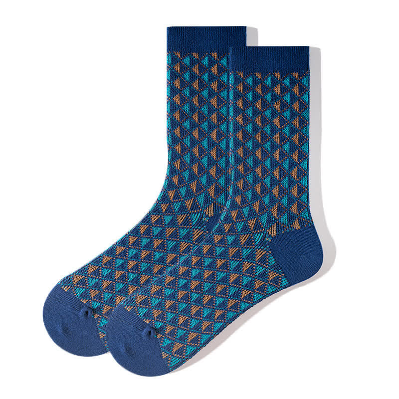 Chaussettes en coton à motifs triangulaires aux couleurs contrastées