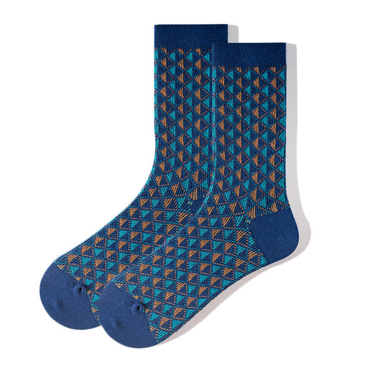 Chaussettes en coton à motifs triangulaires aux couleurs contrastées