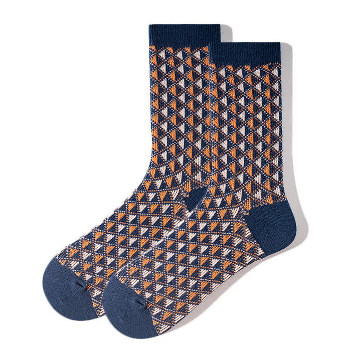 Chaussettes en coton à motifs triangulaires aux couleurs contrastées