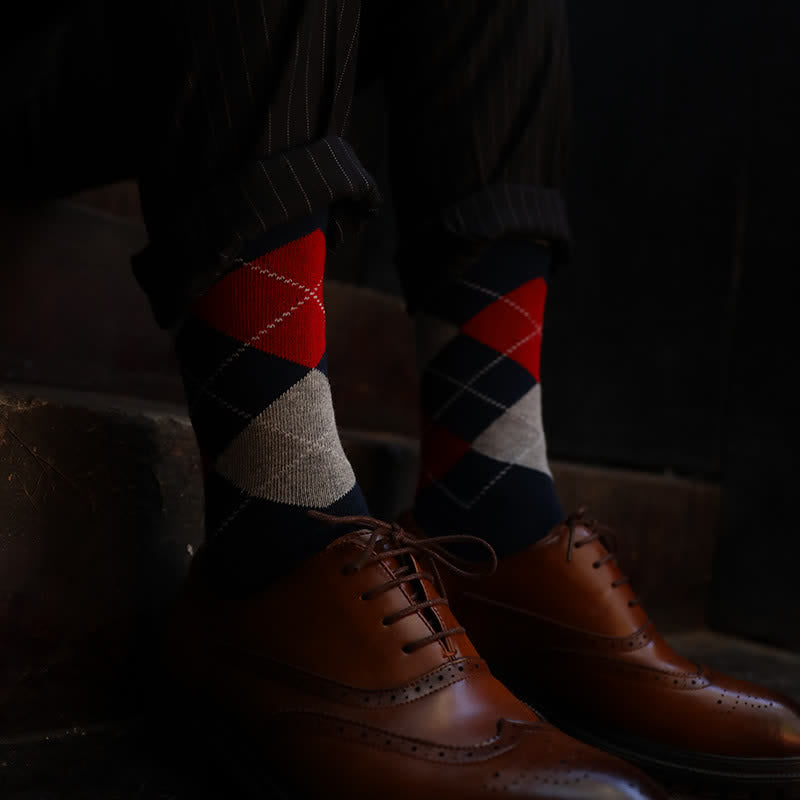 Chaussettes en coton à motif argyle pour hommes