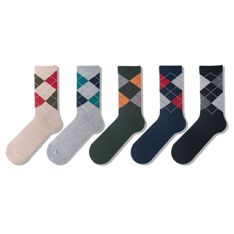 Chaussettes en coton à motif argyle pour hommes