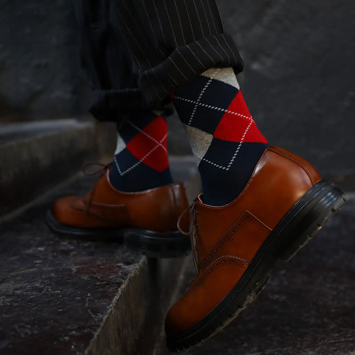 Chaussettes en coton à motif argyle pour hommes