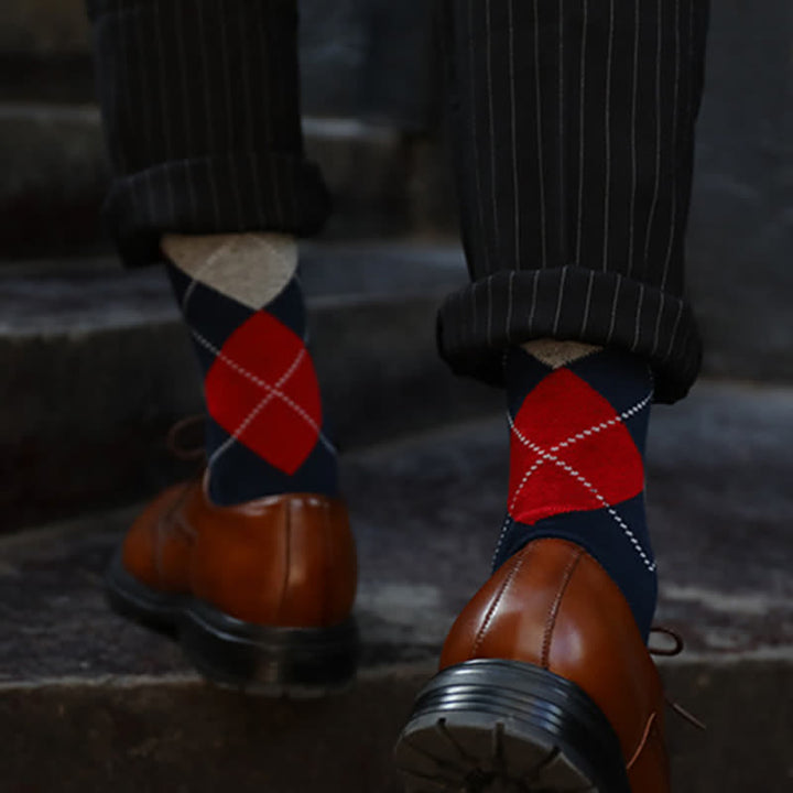 Chaussettes en coton à motif argyle pour hommes