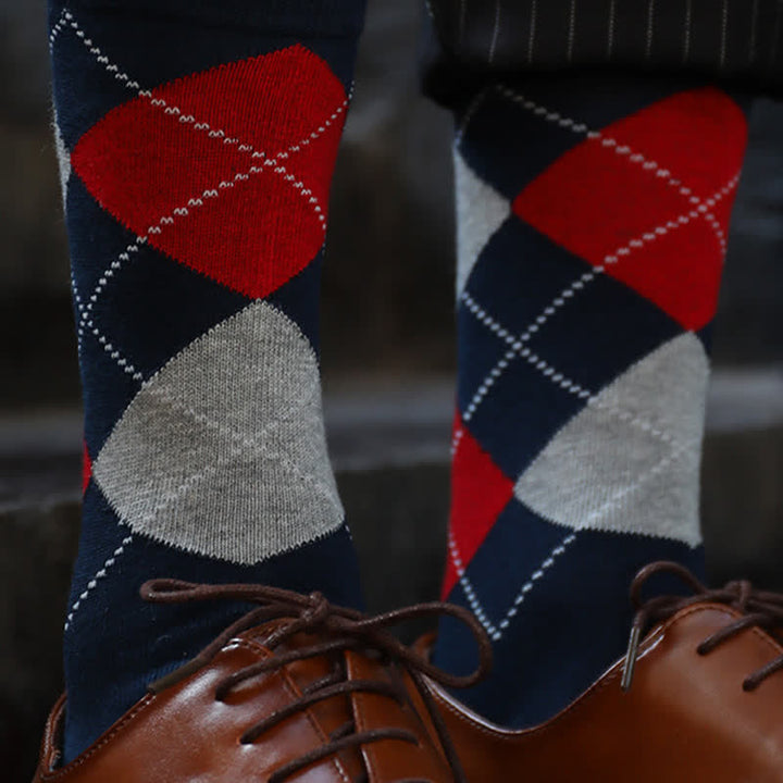 Chaussettes en coton à motif argyle pour hommes