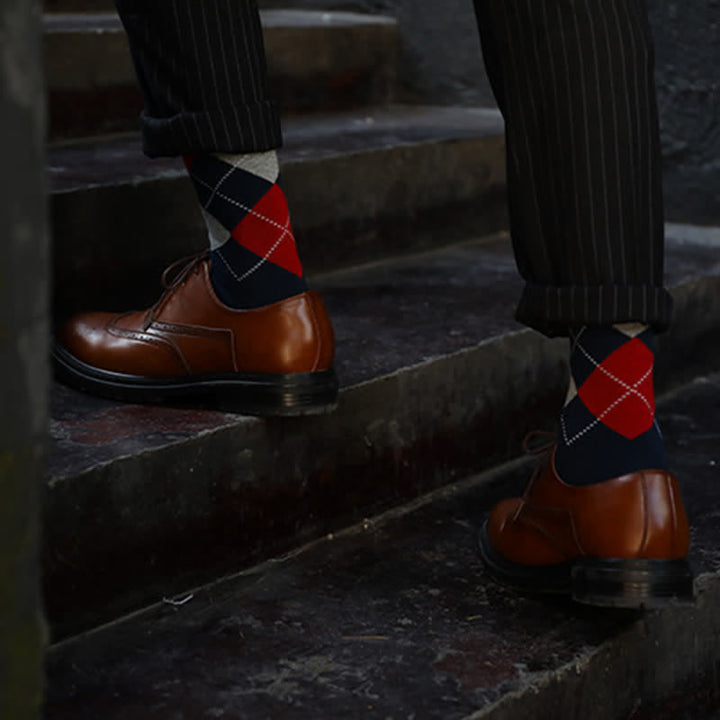 Chaussettes en coton à motif argyle pour hommes