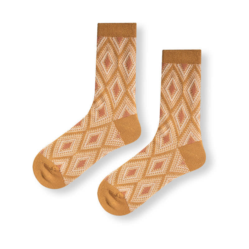 Chaussettes en coton à motif de diamants en mosaïque tendance et amusante
