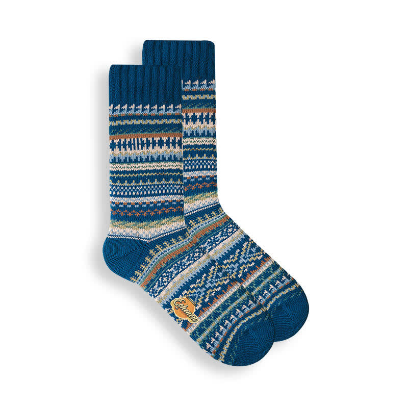 Chaussettes en coton à motifs géométriques de style ethnique pour hommes