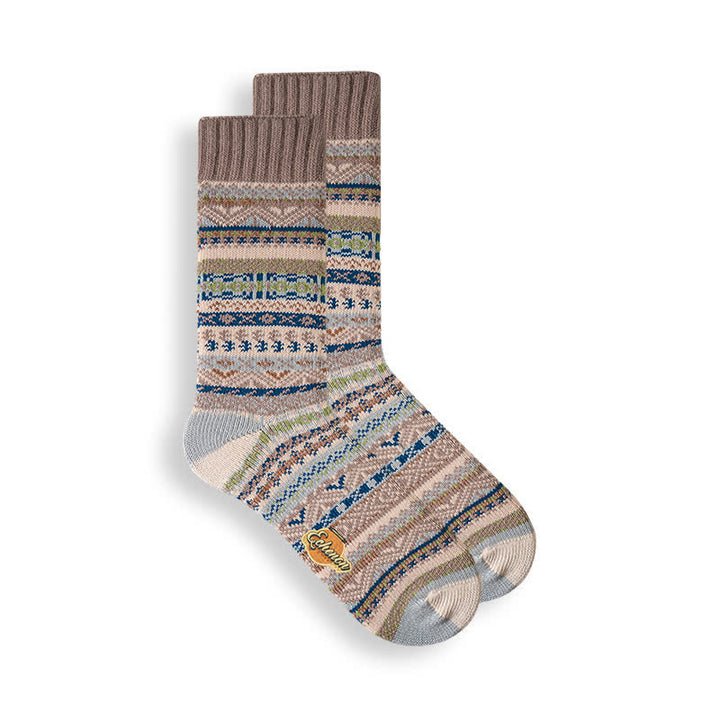 Chaussettes en coton à motifs géométriques de style ethnique pour hommes