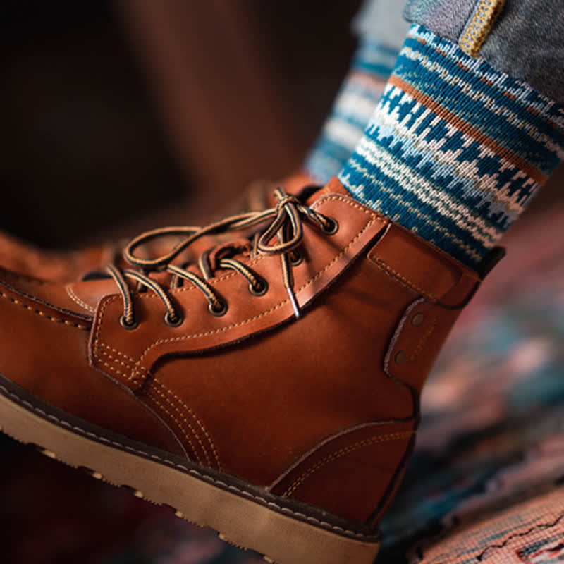 Chaussettes en coton à motifs géométriques de style ethnique pour hommes