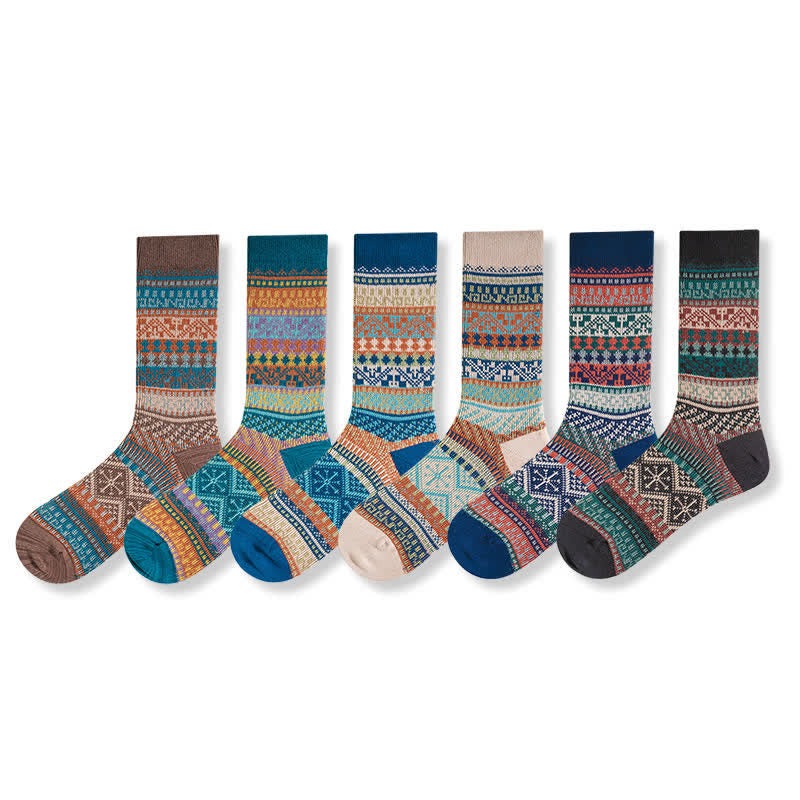 Chaussettes en coton à motifs géométriques tribaux vintage