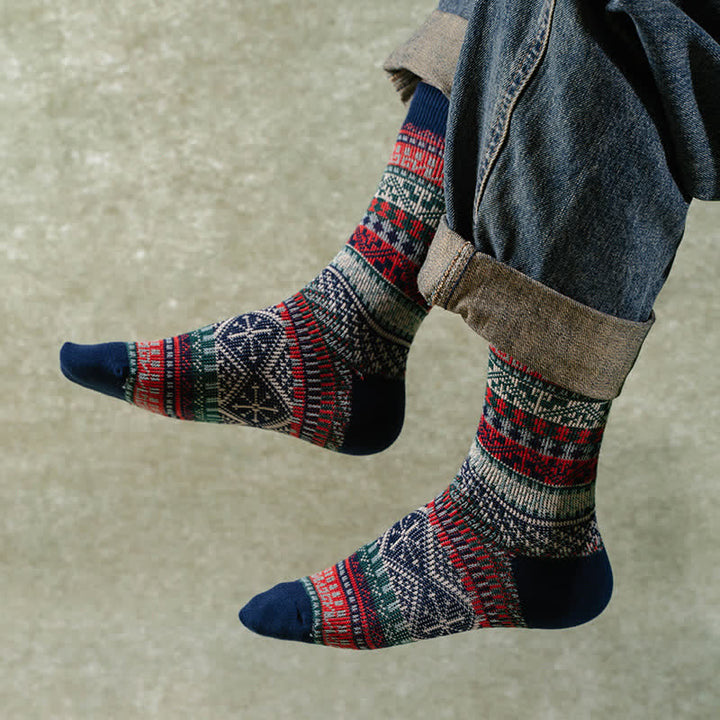 Chaussettes en coton à motifs géométriques tribaux vintage