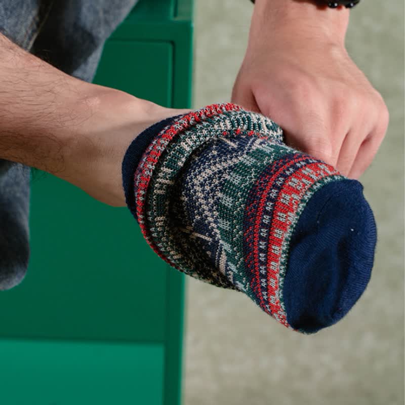 Chaussettes en coton à motifs géométriques tribaux vintage