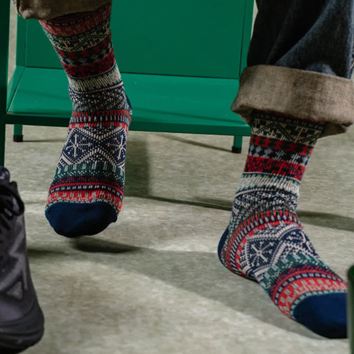 Chaussettes en coton à motifs géométriques tribaux vintage