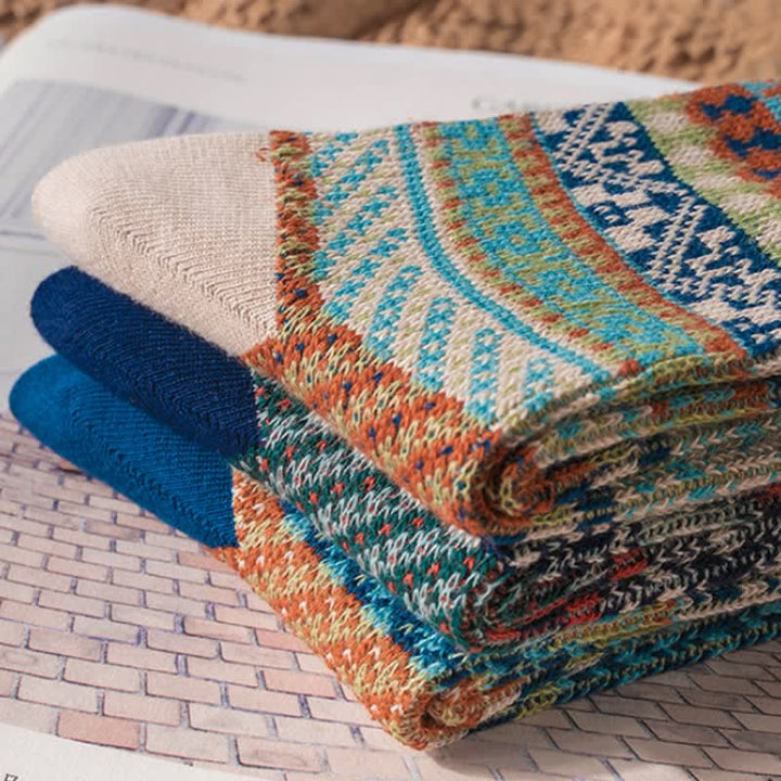 Chaussettes en coton à motifs géométriques tribaux vintage